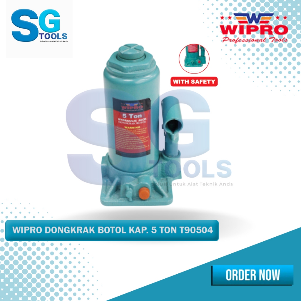 Wipro dongkrak botol 5 ton T90504 - dongkrak kendaraan kapasitas 5 ton - dongkrak mobil 5 ton