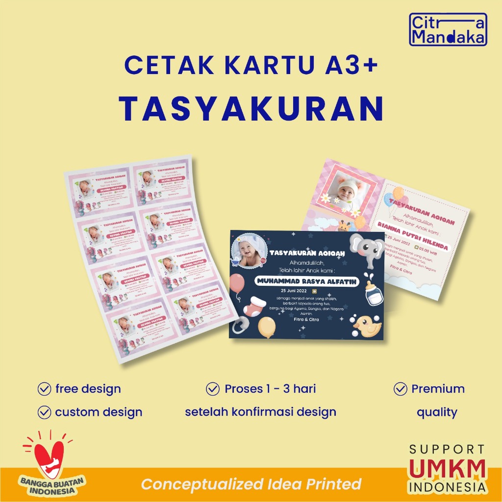Hang Tag Custom Souvenir Tasyakuran Aqiqah Kelahiran Bayi A3 Free Design