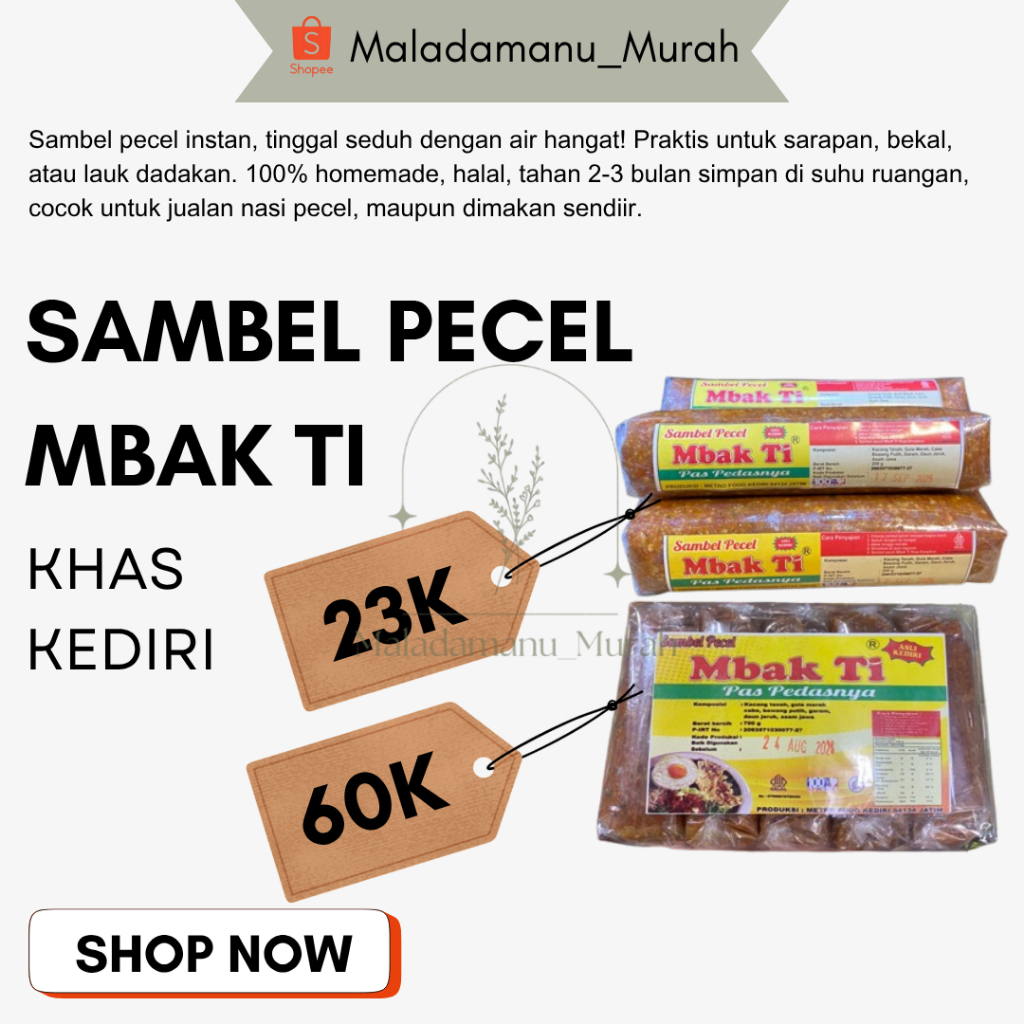 

Bumbu Sambel Pecel Mbak Ti 200gr 700gr Khas Kediri Bumbu Siap Tinggal Seduh Homemade