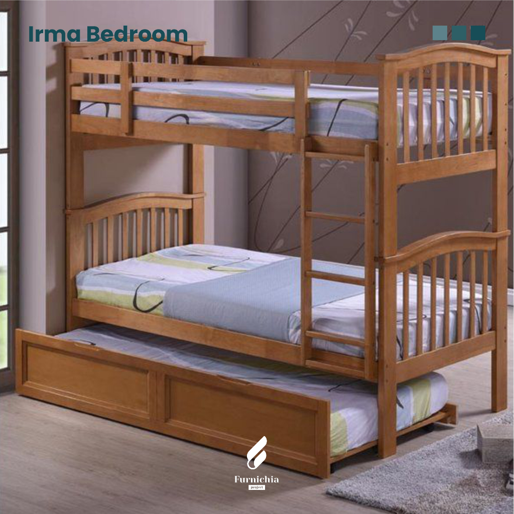 Ranjang anak tingkat 3, Tempat tidur tingkat pondok, ranjang anak susun 3 bed,