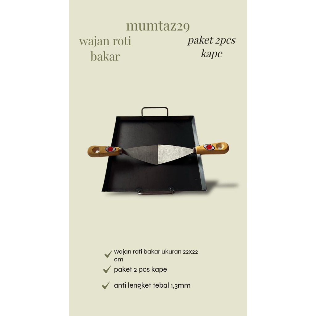 wajan roti bakar paket 2 pcs pisau kape murah