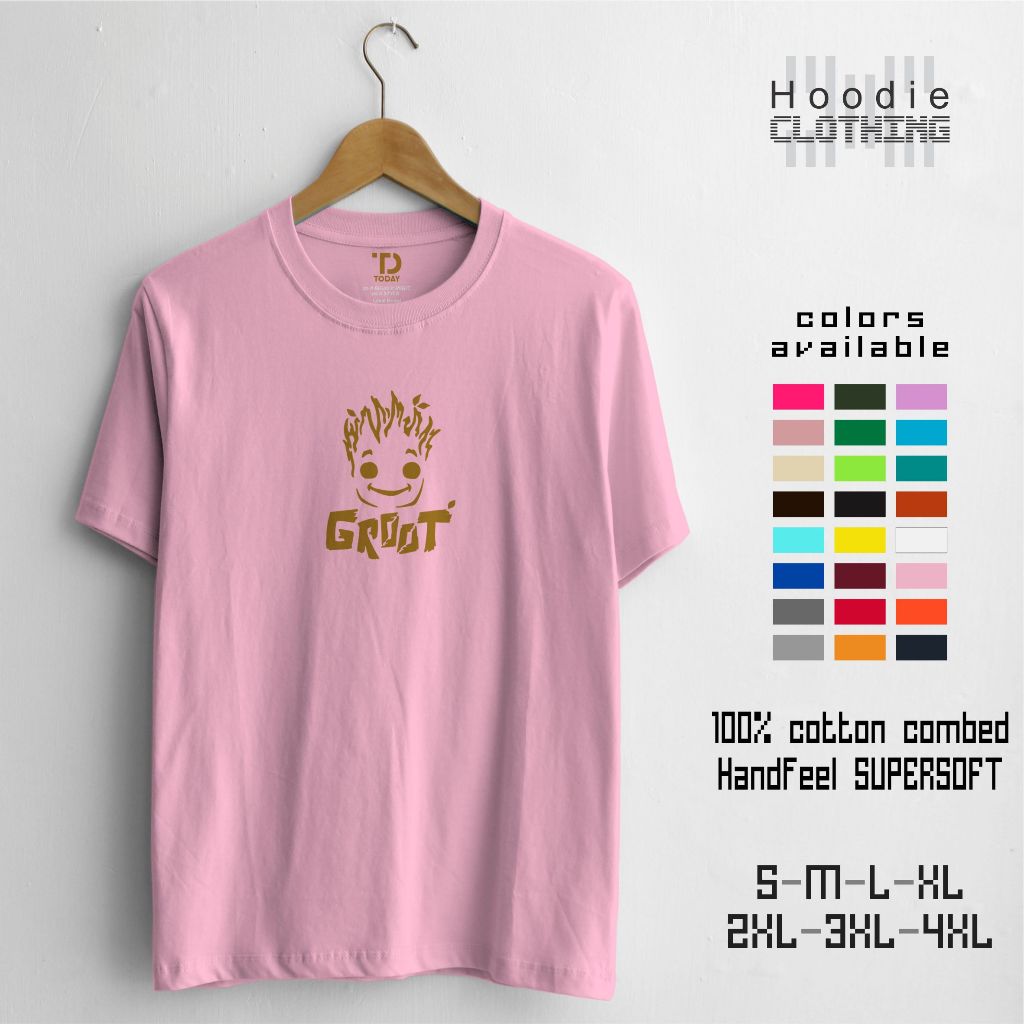 Kaos Pria Distro Jumbo XXXXL Keren Motif Im Groot  Warna Pink Baby Cotton Combed 30s Baju Bandung