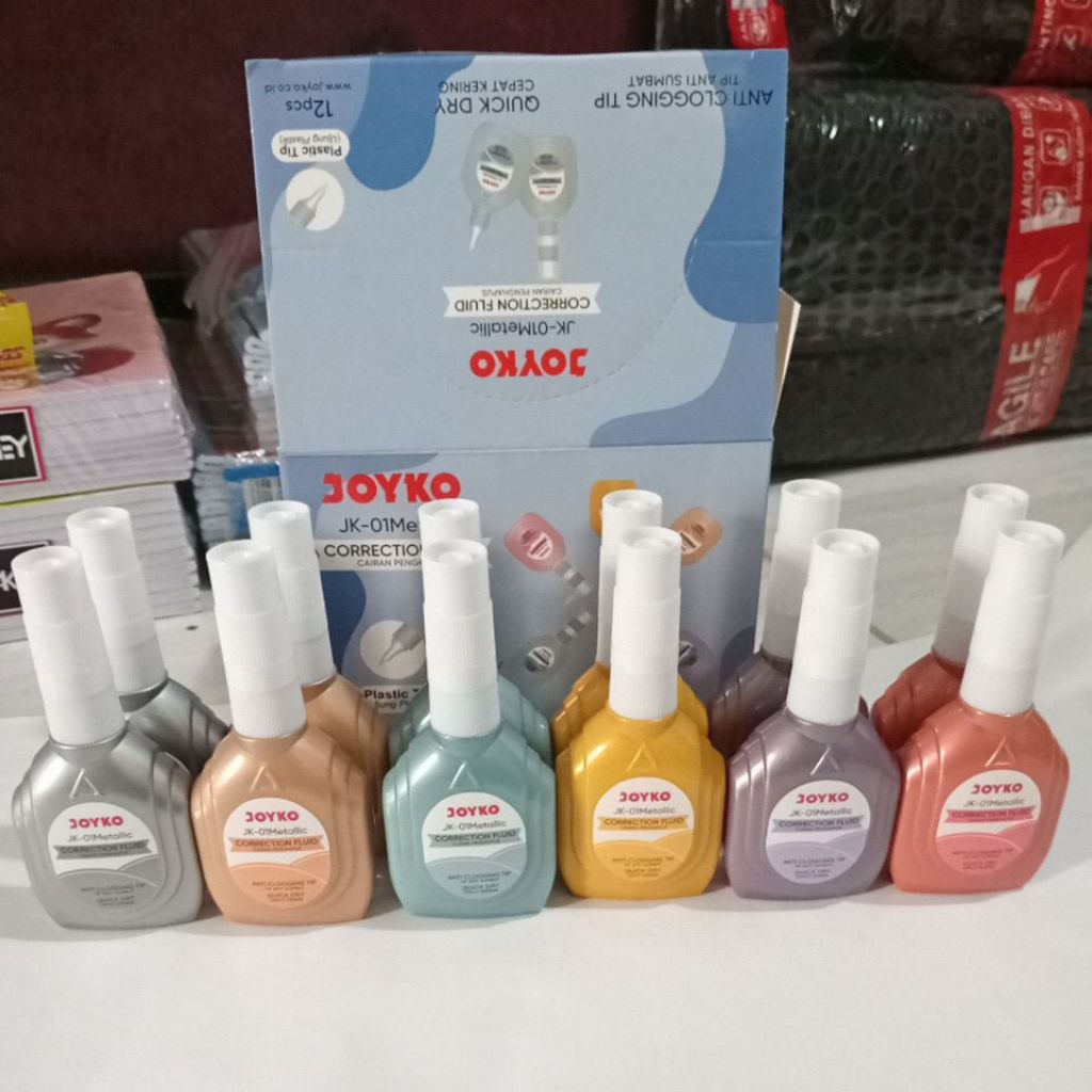 

JOYKO CORRECTION FLUID CAIRAN PENGHAPUS METALIC CEPAT KERING TIPEX METALIK WARNA WARNI
