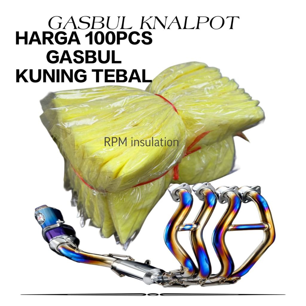 ASLY GLASWOOL GASBUL PEREDAM SUARA tahan bakar KNALPOT RACING MOTOR& MOBIL GASBUL KUNING TEBAL