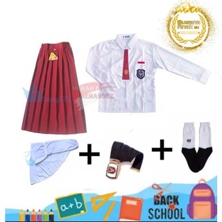 Seragam Sekolah Panjang Lengkap Perempuan Polos Paket Setelan Bju Premium Sragam Ajaran Baru Baju Me
