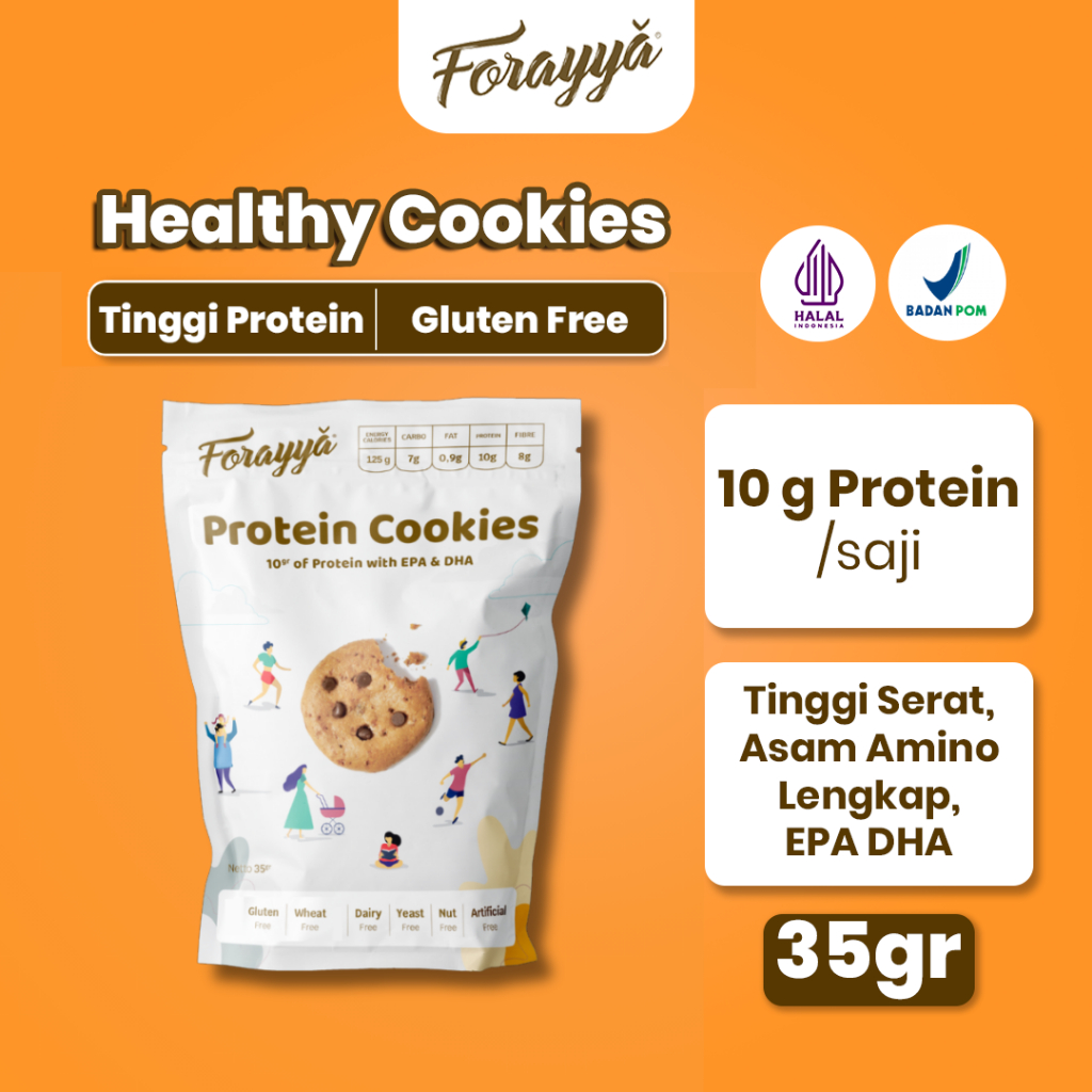 

Protein Cookies Forayya 35g - Healthy Snack Tinggi Protein Gluten Free