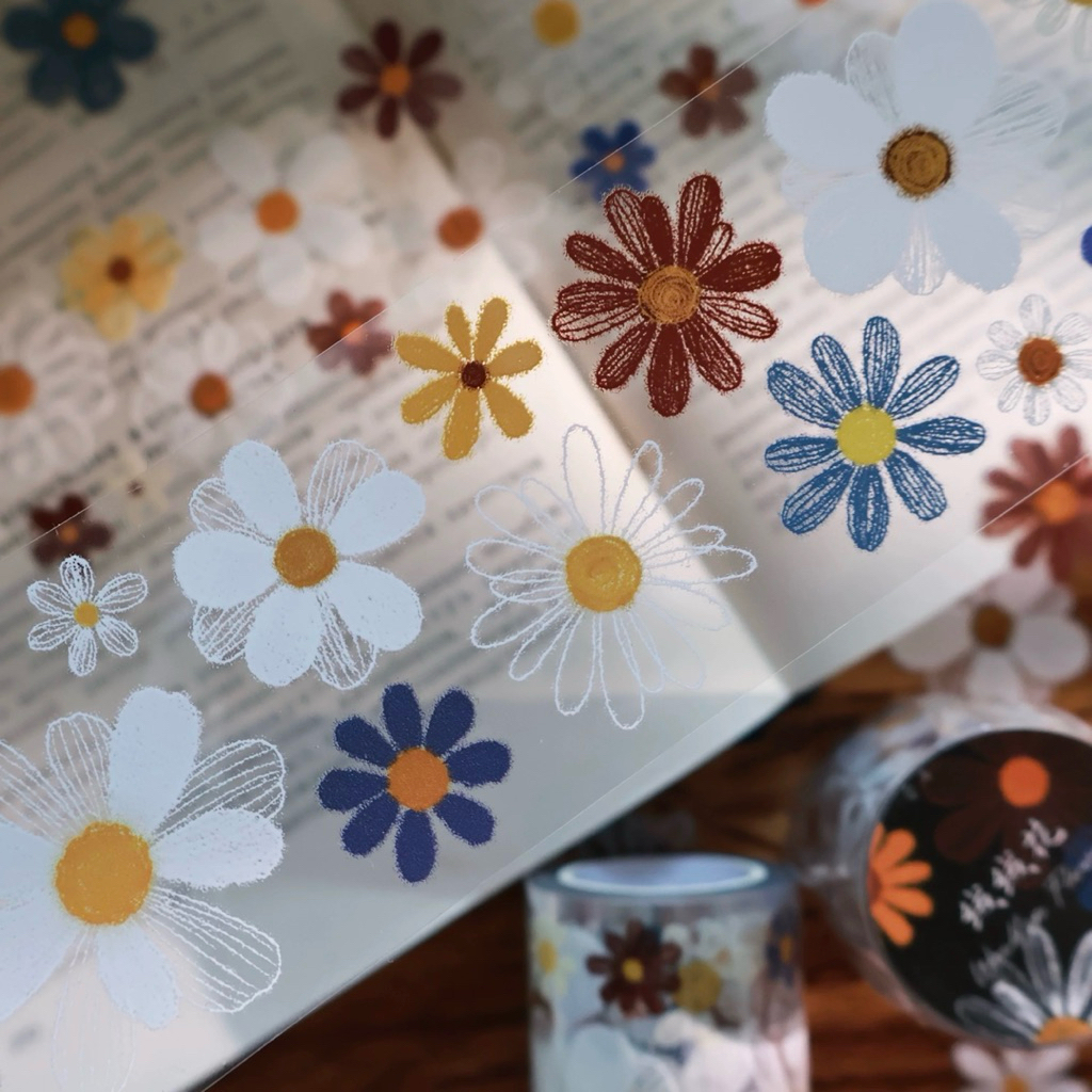 

Yi Er Washi & PET Tape - wool flowers . white chrysanthemum . lily language . half creek moon . gardenia