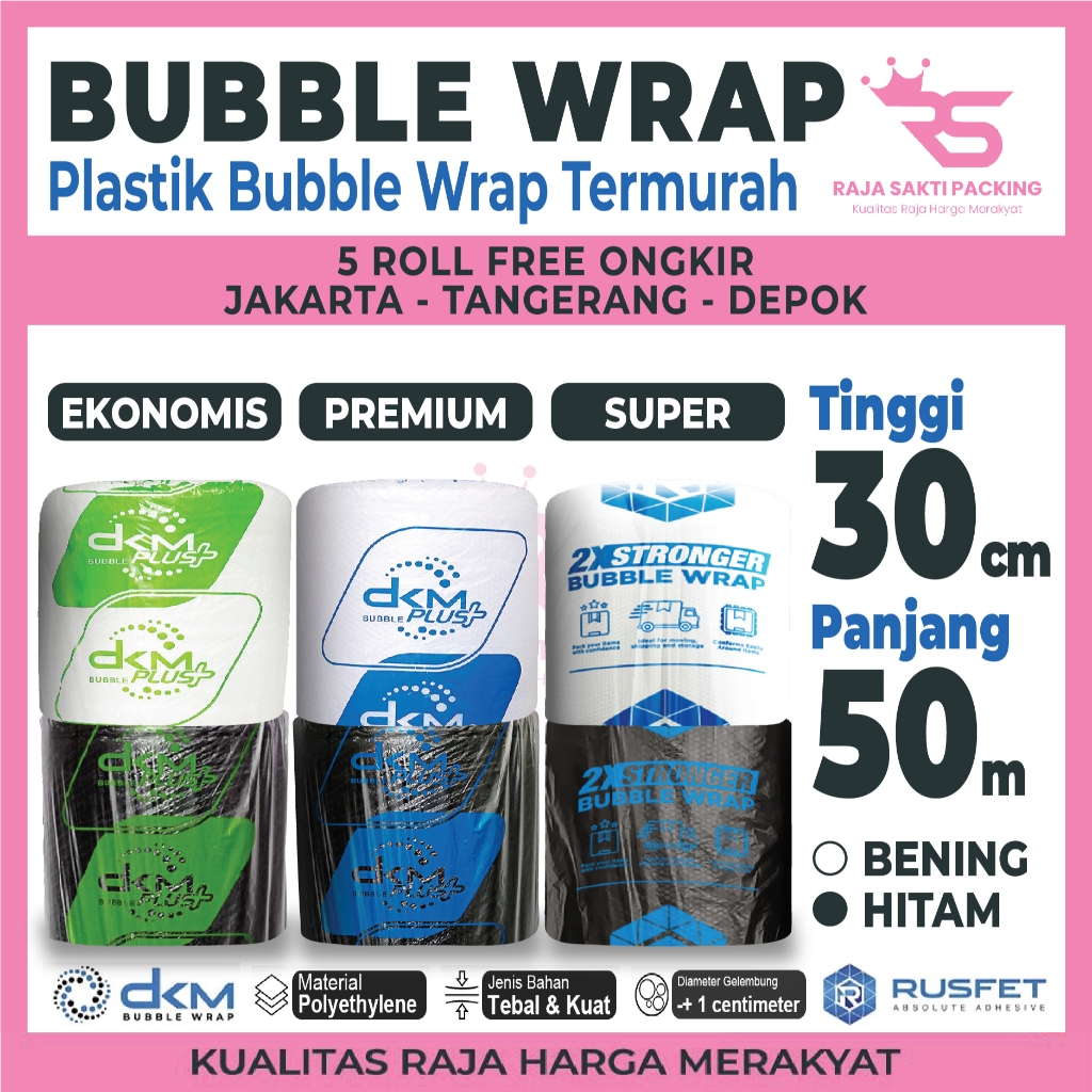 

Bubble Wrap 30CM X 50M Premium Tebal Delkomas DKM PLUS Termurah Satuan