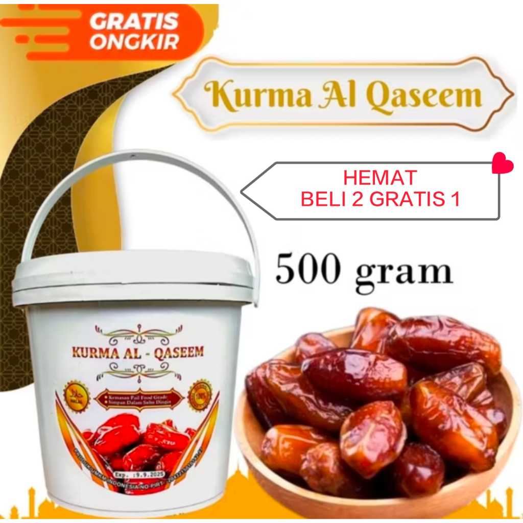 

[ BELI 2 GRATIS 1 ] Kurma Al Qaseem 500 Gr - Kurma Premium - Kurma EMBER ARAB SAUDI MANISAN KURMA