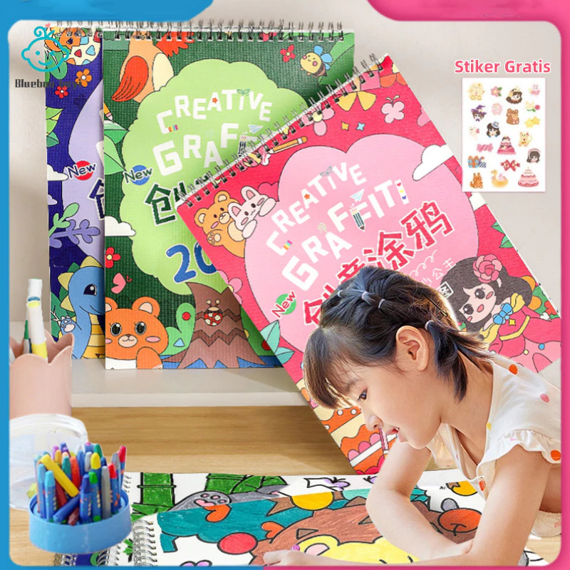 Buku Mewarnai Anak Buku Grafiti Anak Siswa TK SD Belajar Mewarnai Sketchbook / Buku Mewarnai Anak SD