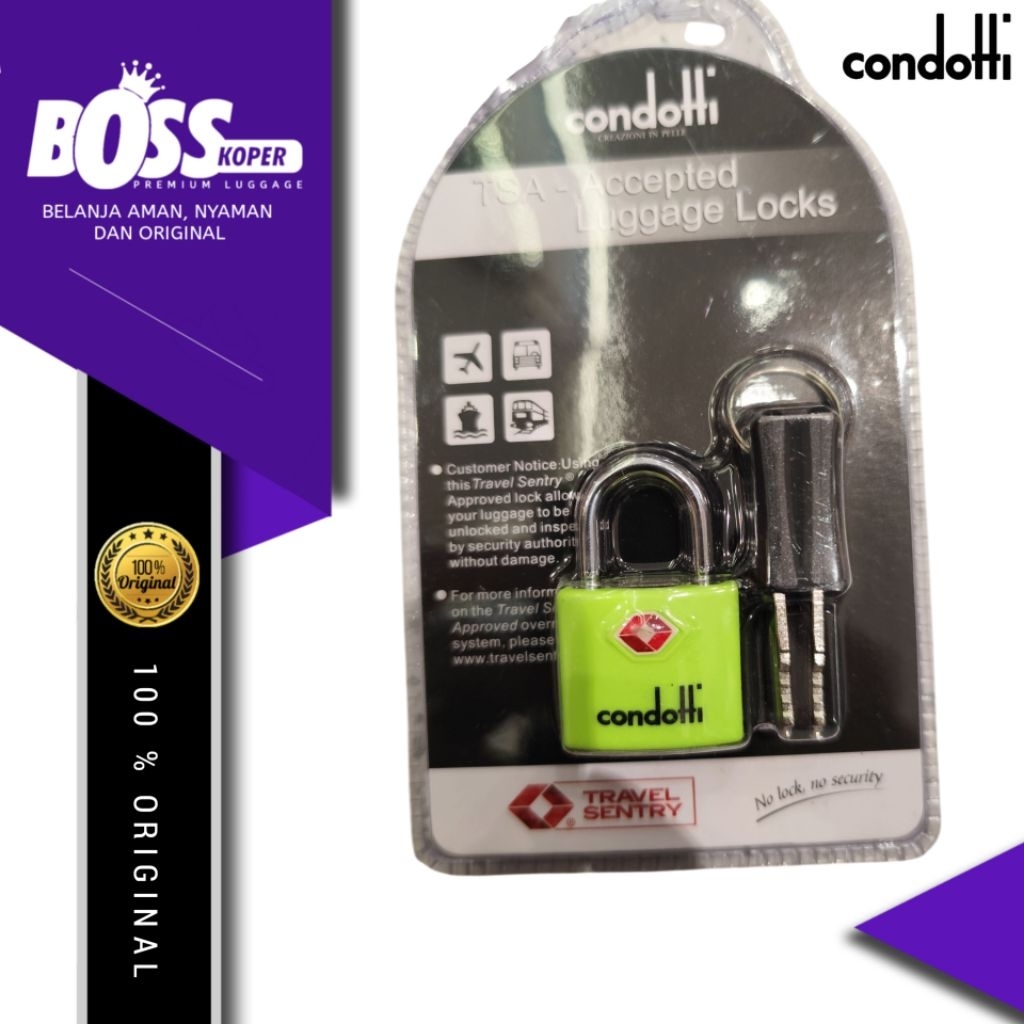 Gembok TSA lock koper & tas CONDOTTI  dengan anak kunci original