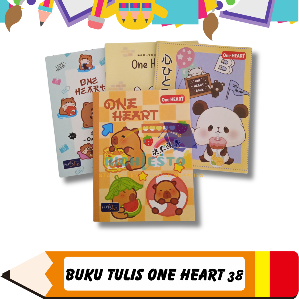 

[ 1 PACK ISI 10PCS ] Buku Tulis One Heart 38 Lembar/Paperone/Buku tulis/Buku sekolah/Notebook
