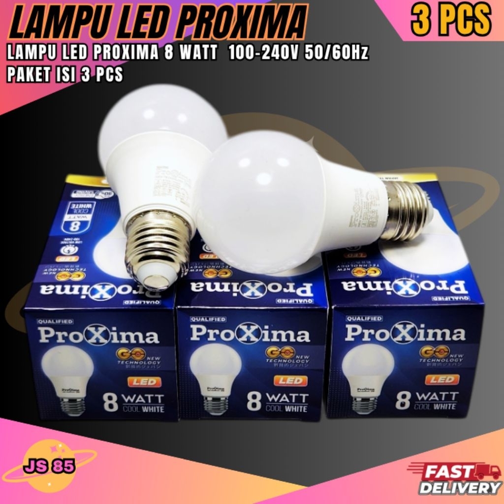 Bohlam Lampu Proxima LED 8 Watt ( Paket 3 Pcs ) Bohlam Lampu LED 8 Watt Cahaya Putih Terang LED 8 Wa