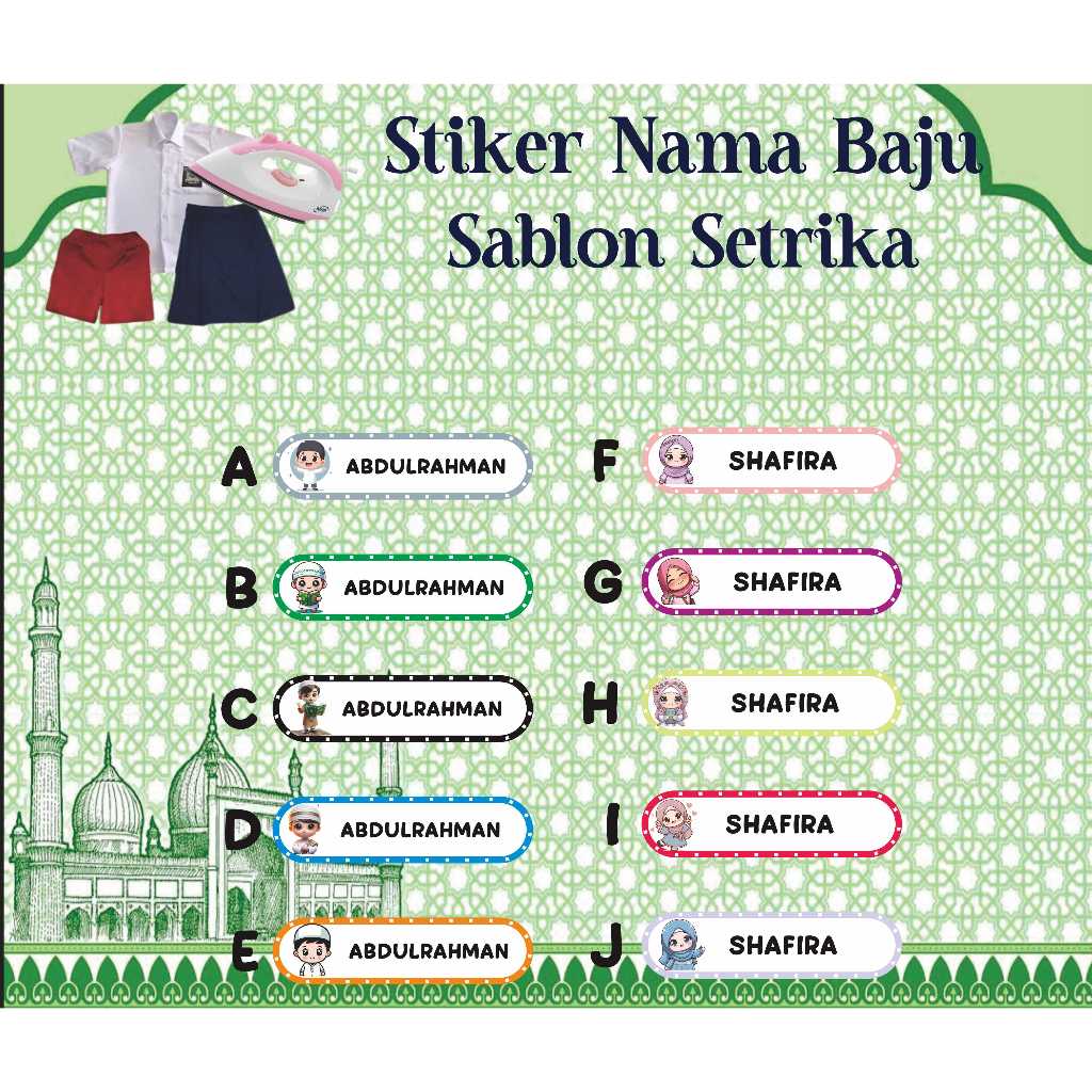 

Stiker setrika label nama motif oval Bintik bahan DTF Waterproof untuk anak dan dewasa