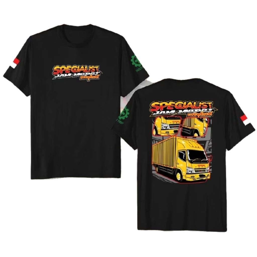 KAOS HITAM-SPECIALIST JAM MEPET-DESAIN TRUK KUNING KEREN&KATA KATA UNIK-NYAMAN ADEM