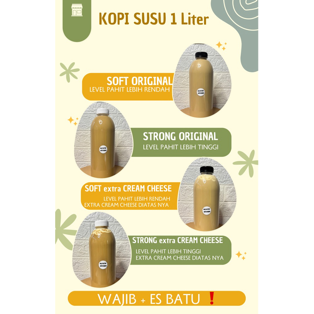 

Kopi Susu 1 Liter (wajib + es batu)