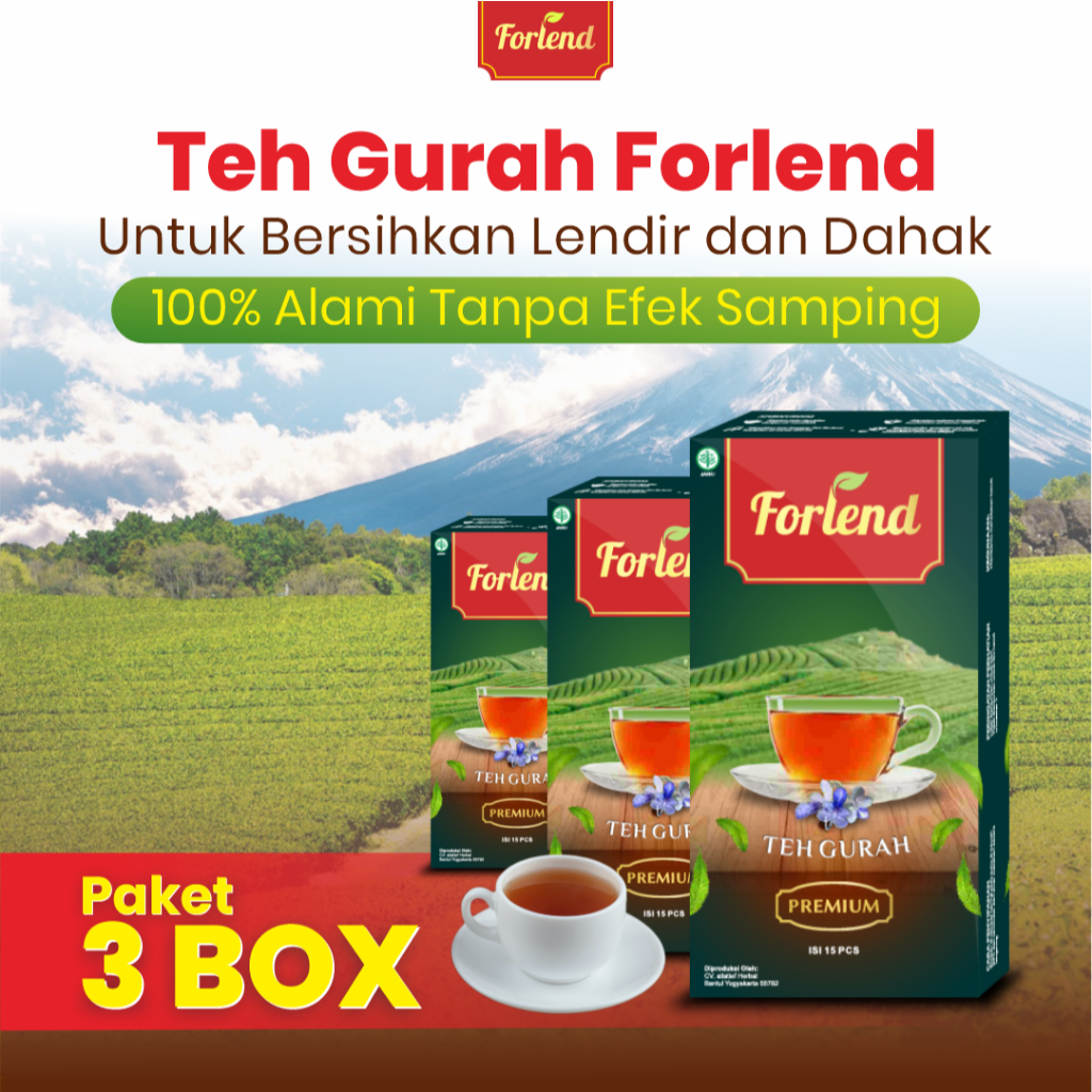 

FORLEND - Teh Gurah 100% Alami Bersihkan Dahak & Lendir Obati Flu & Batuk Menahun - Paket 3 Box