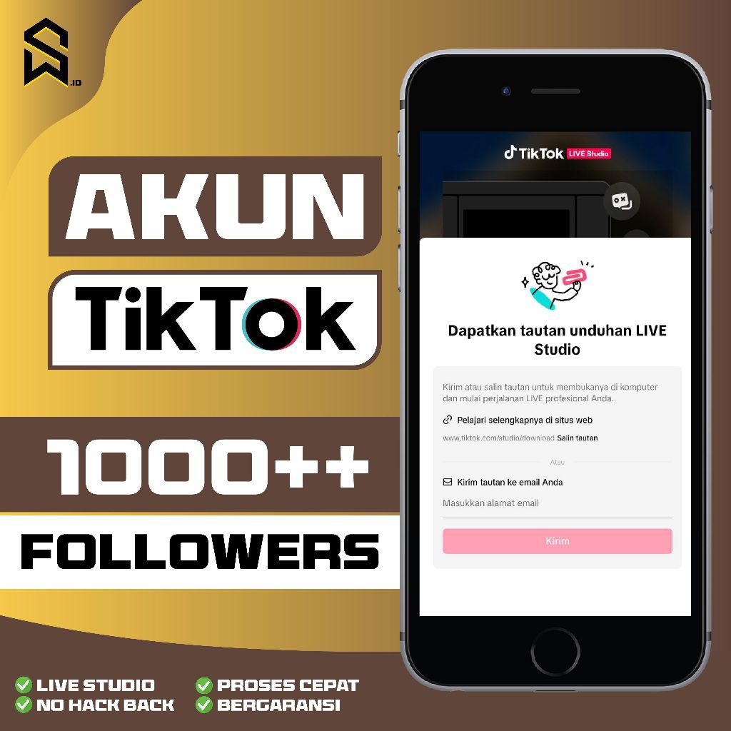 AKUN TIKTOK BISA LIVE STUDIO REAL FOLLOWERS AKTIF (Siap Pakai)