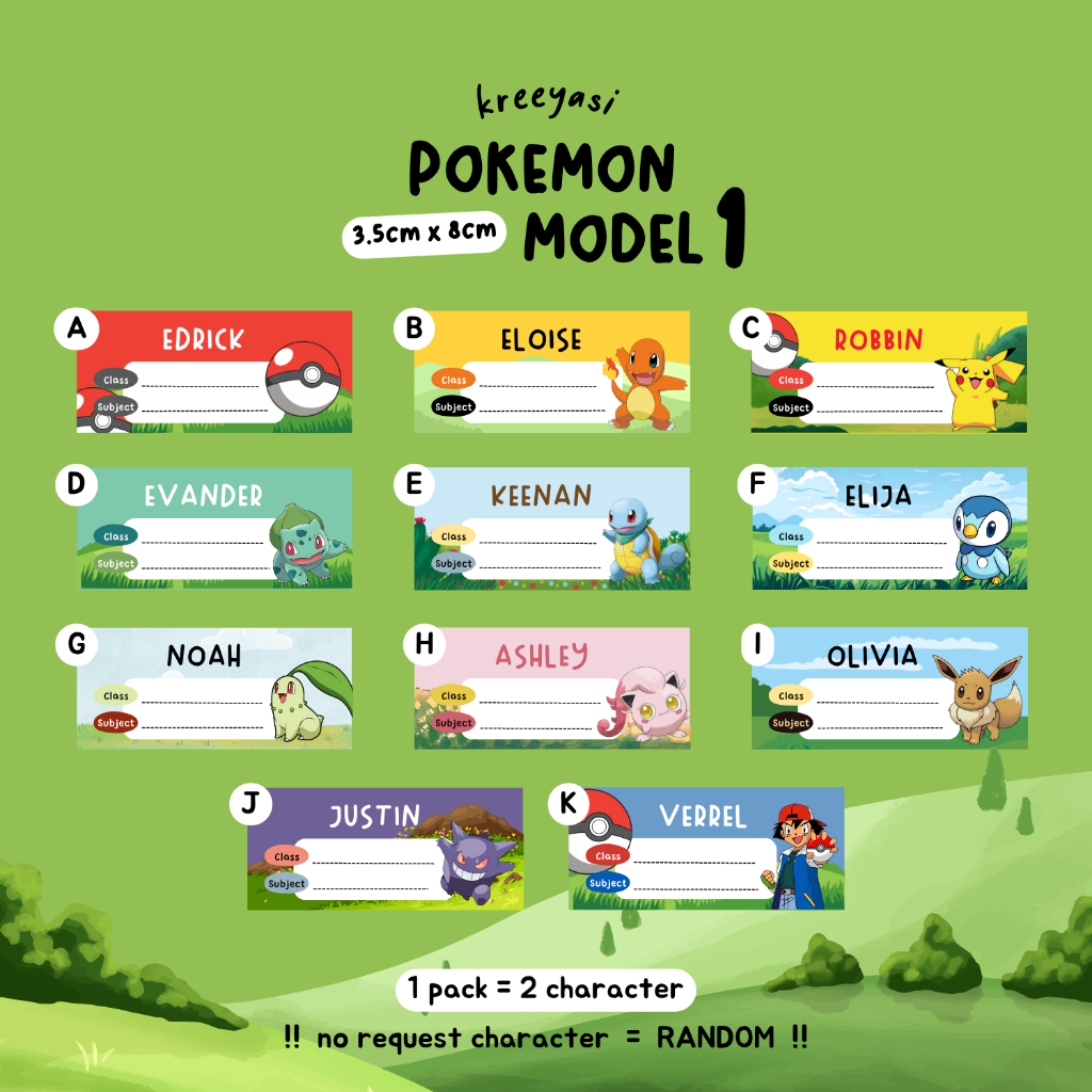 

20pcs POKEMON - Stiker Label Buku - Kreeyasi x Stikoo