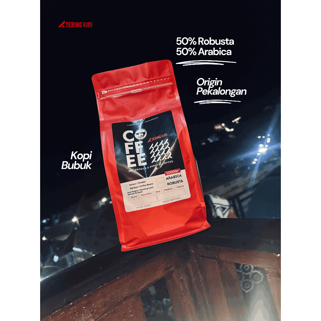 

TEBING KIRI 1 KG KOPI BUBUK MIX BLEND ROBUSTA 50% ARABICA 50% PREMIUM ASLI PEKALONGAN MEDIUM ROAST