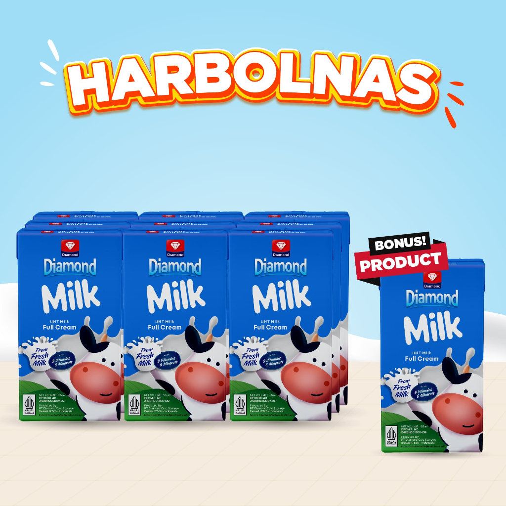 

BONUS PRODUCT BUY 9 PCS DIAMOND MILK UHT FULL CREAM 125 ML FREE BUY 1 PCS DIAMOND MILK UHT FULL CREAM 125 ML