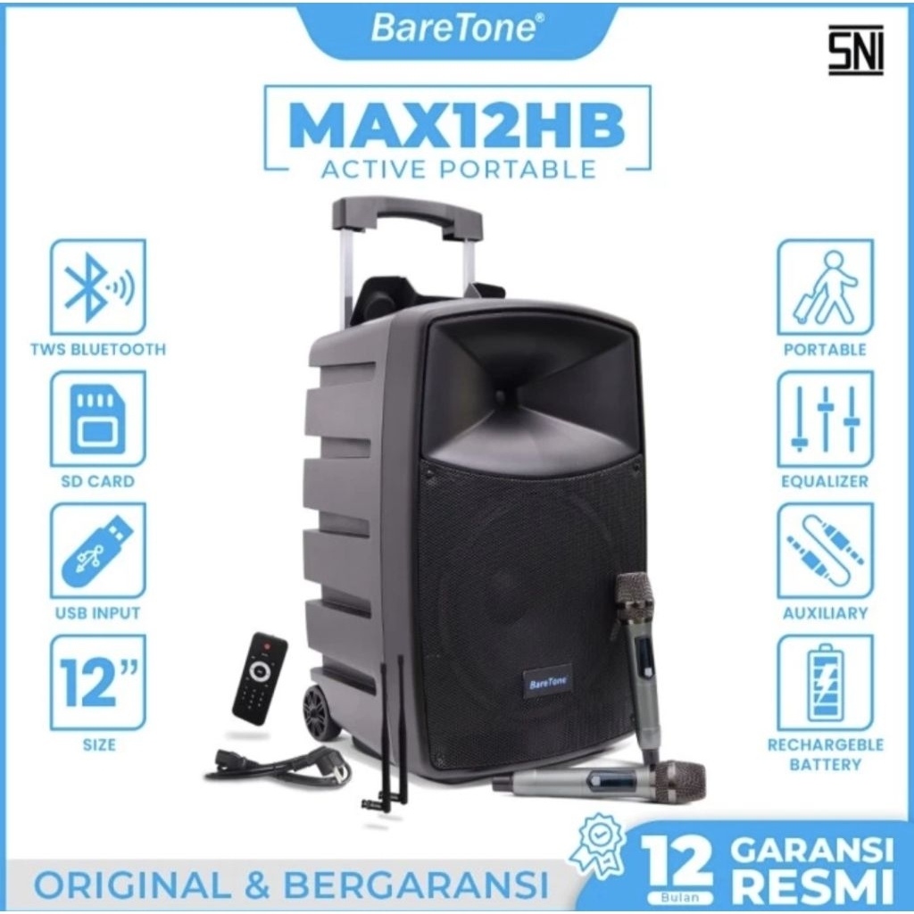 speaker wireless portable baretone 12 inch  baretone max 12hb original