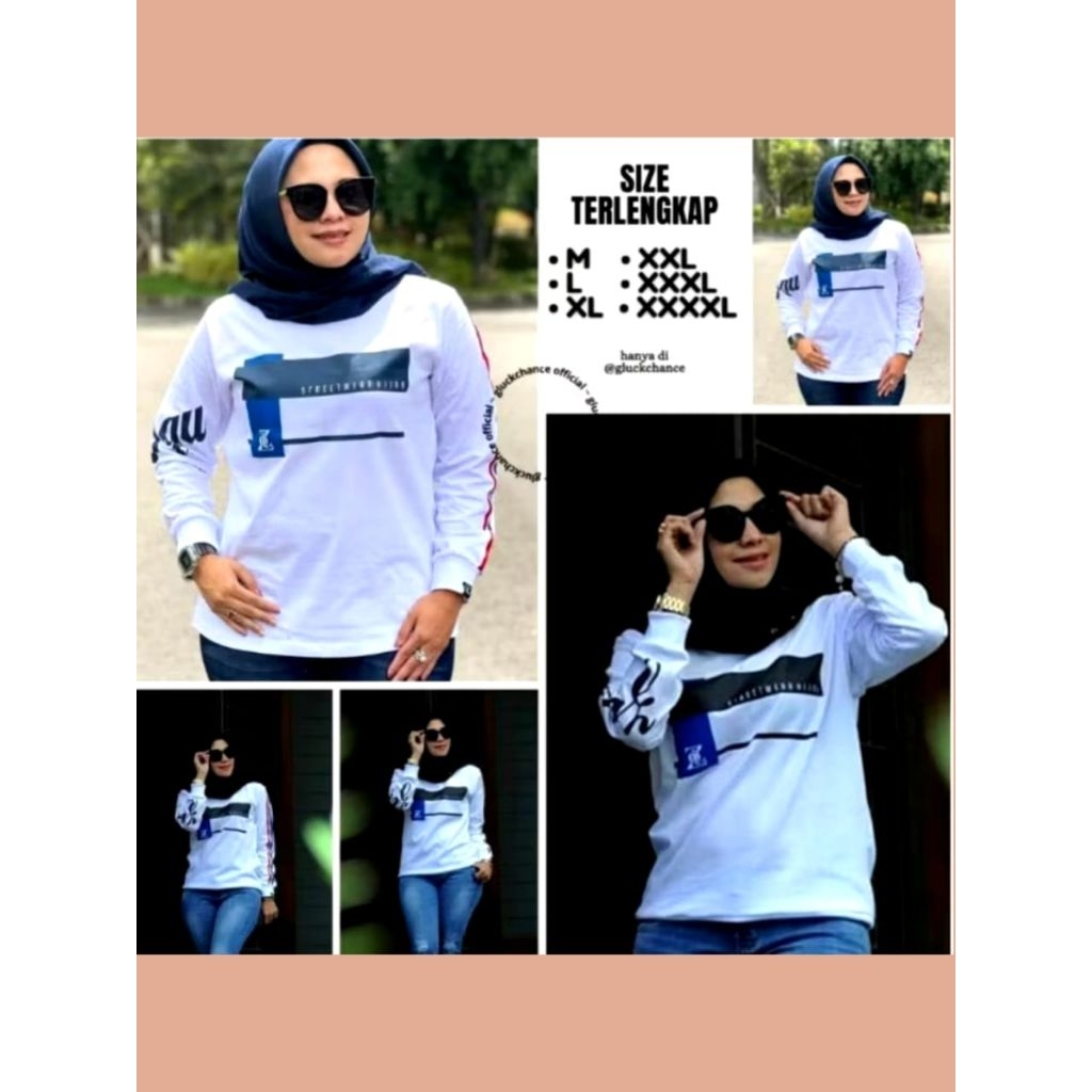 BAJU ATASAN KAOS DISTRO ZOLAQU POLOS TSHIRT WHITE PLATE TEBAL ZLQ WANITA LENGAN PANJANG KOMBINASI SE