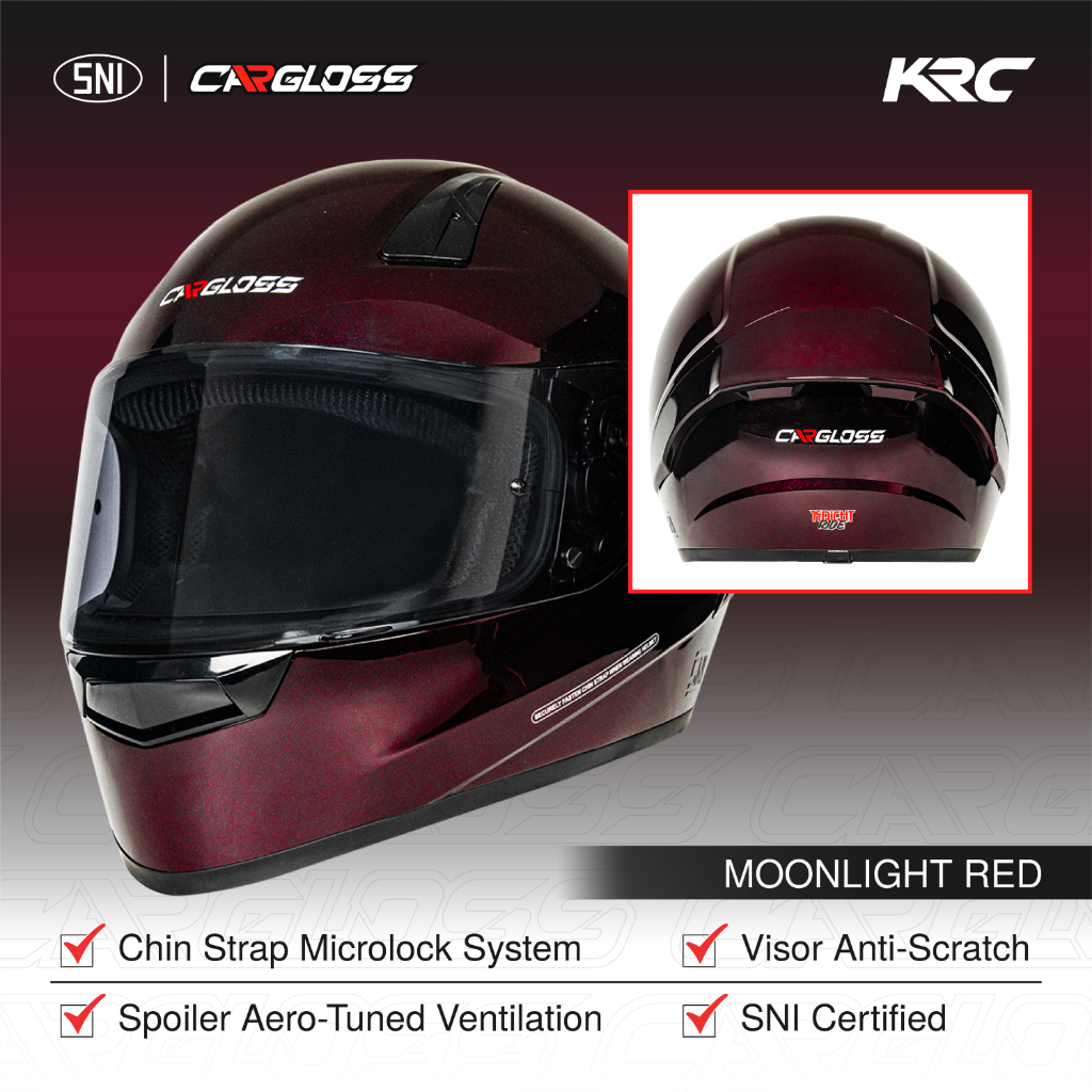 Cargloss KRC Helm Full Face Moonlight - Red