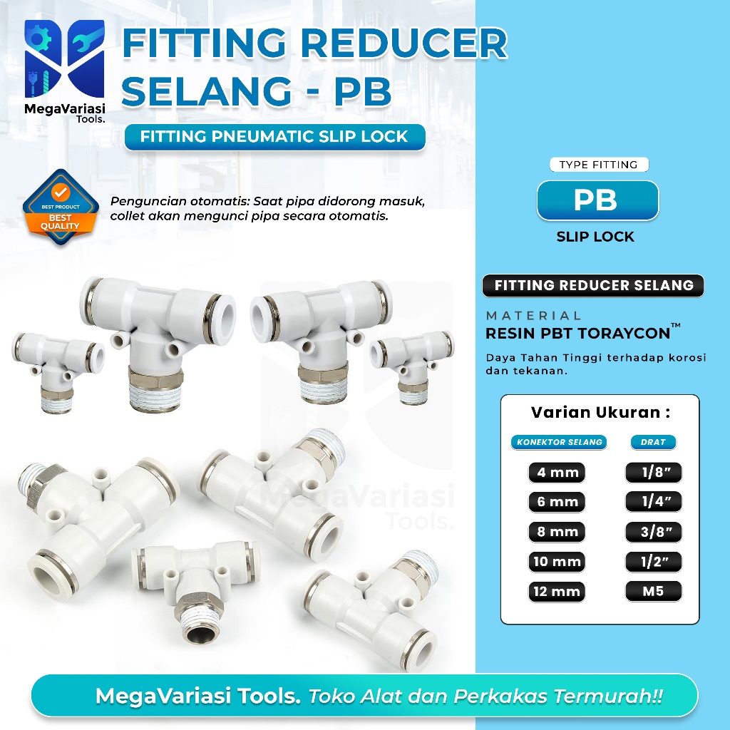 Fitting Elbow Pneumatik Plastik PB Ready Stock