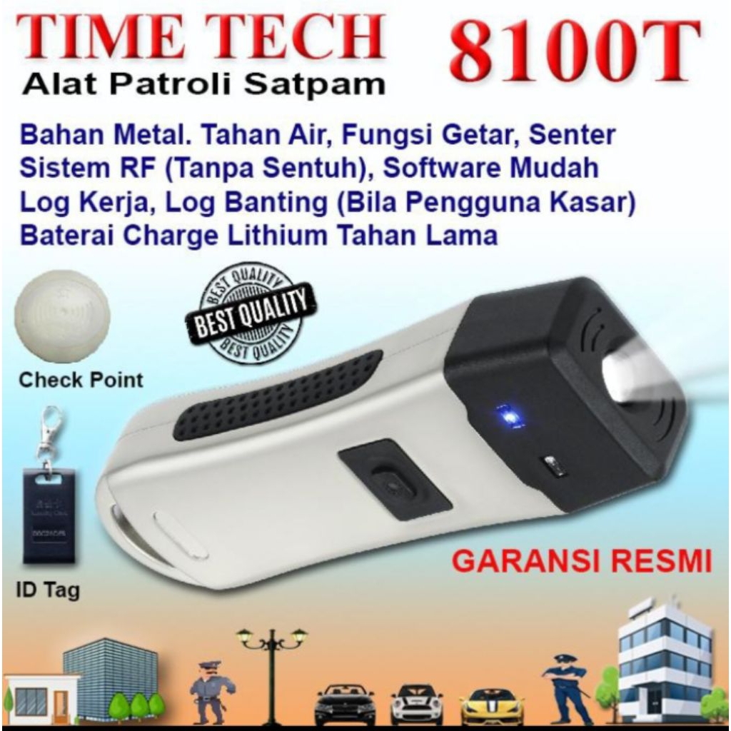 Time Tech - Time Patrol 8100T Alat Patroli Satpam / ABSENSI bonus checkpoint 2, id tag 1