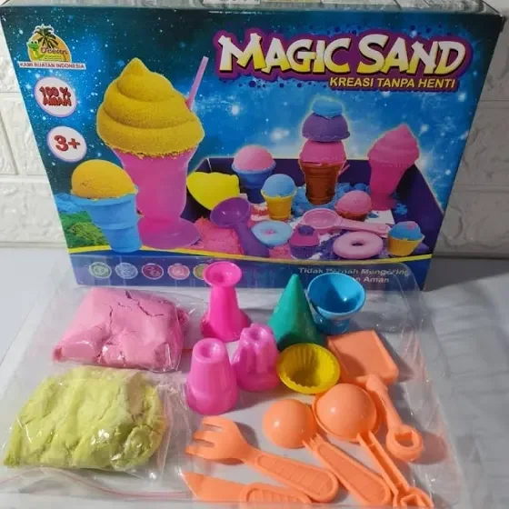 Mainan pasir Ajaib Magic Sand / Mainan Edukasi Anak Pasir Ajaib / Mainan Pasir Ginetik Untuk Anak-An