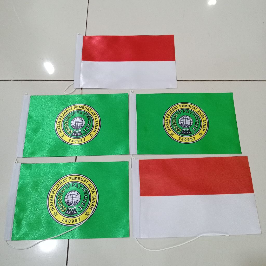 

custom bendera meja 2sisi (bolak balik) bahan satin