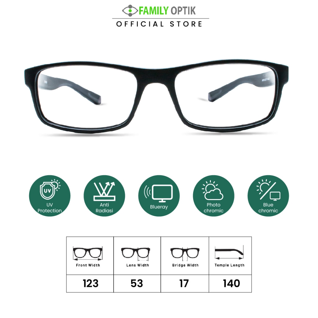 Family Optik - Kacamata Airtech Blueray Photocromic Anti Radiasi 6138