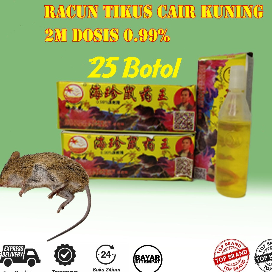 Racun Tikus 2M 1 Box Isi 25 Botol – Cair Ampuh Tikus Sawah & Rumah Harga Grosir