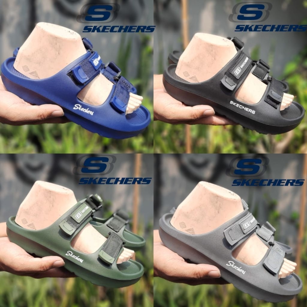 sandal slop pria karet ban 2 terbaru skechers