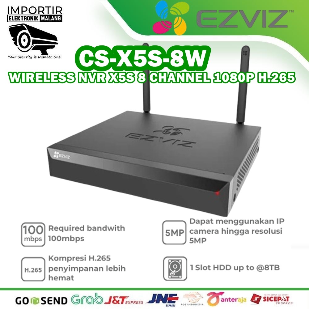 EZVIZ NVR  X5S-8W - Wireless NVR Ezviz X5S 8 Channel 5MP H.265 support ONVIF