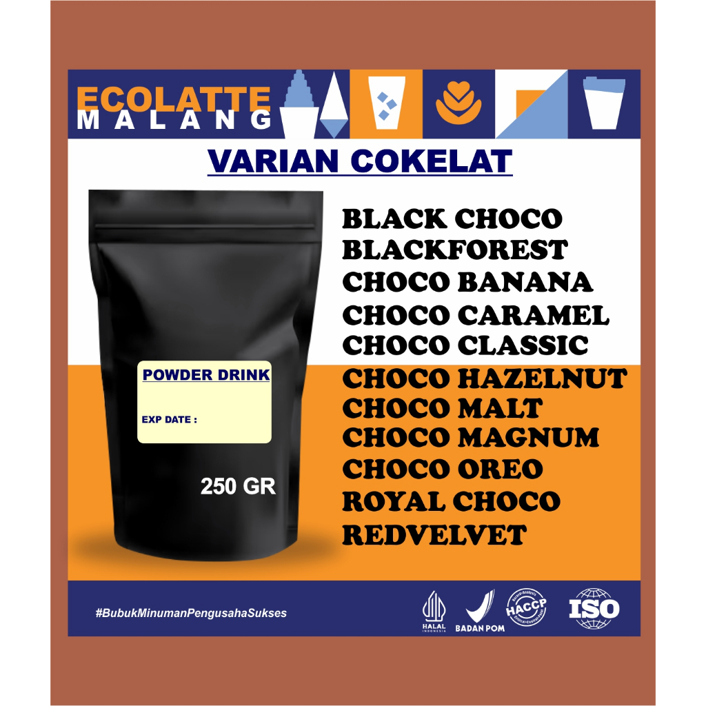 

250gr ECOLATTE Powder Premix VARIAN Chocolate