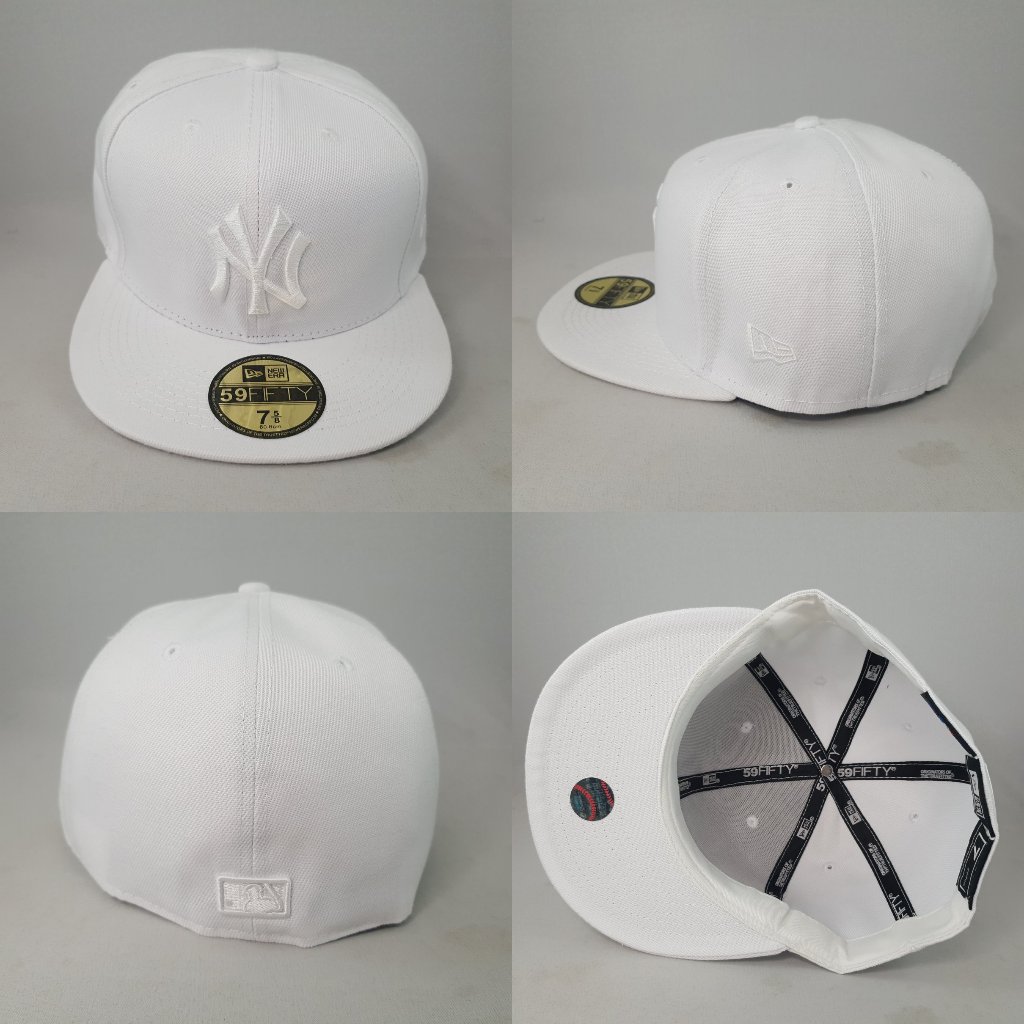 TOPI FITTED NY PUTIH LOGO PUTIH