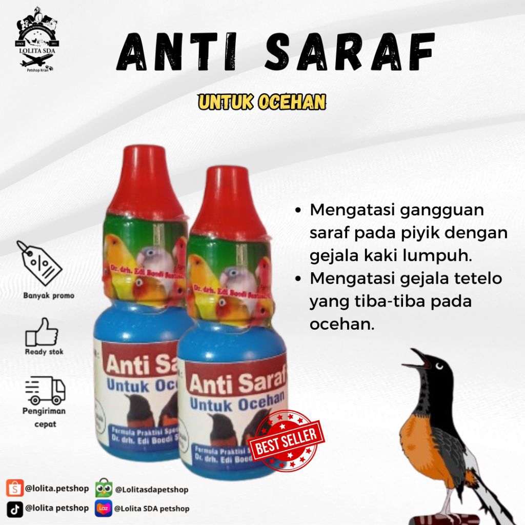 ANTI SARAF VITAMIN OBAT BURUNG OCEHAN MENGATASI PENYAKIT TETELO