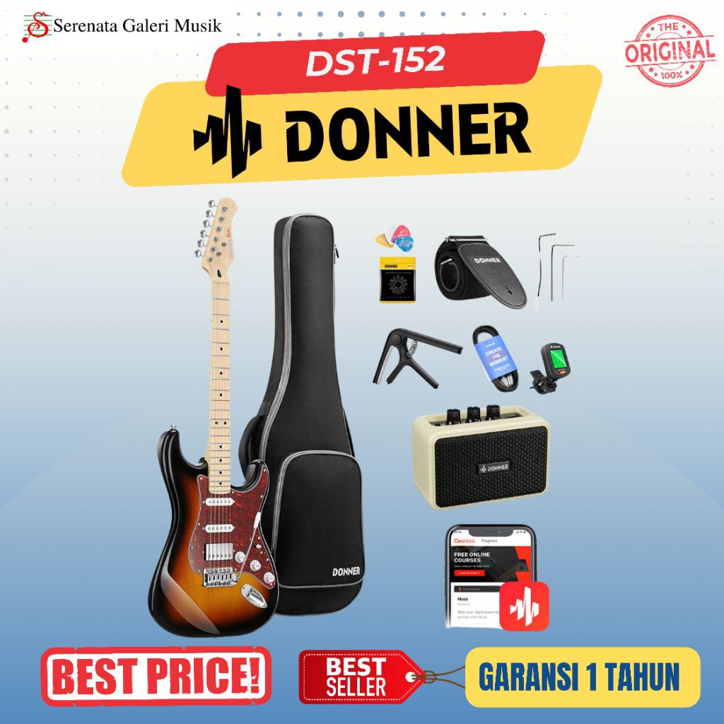 Donner DST 152S Guitar Electric - Gitar Elektrik DST-152 Sunburst