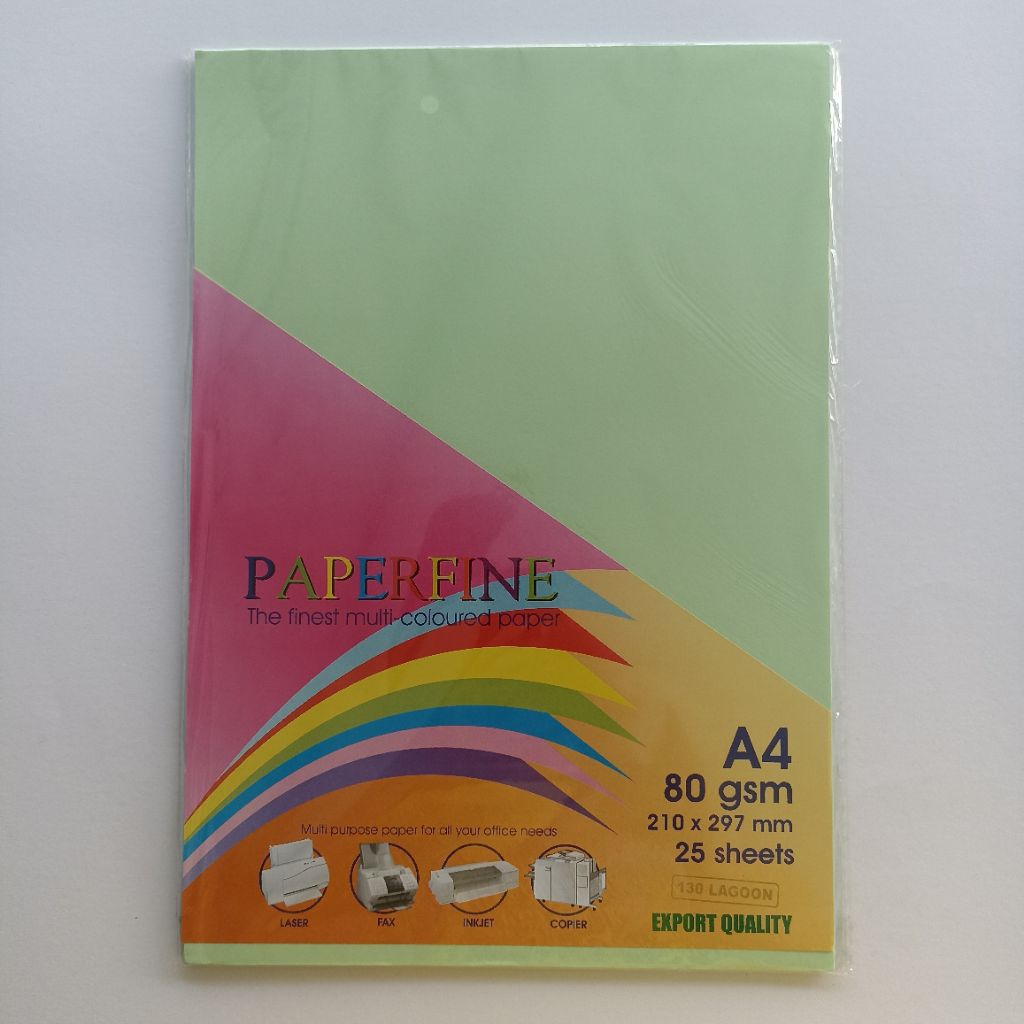 

Paperfine A4 130 Lagoon | Kertas A4 Warna Lagoon | Hvs A4 80 gsm | Paper Color 210X297mm