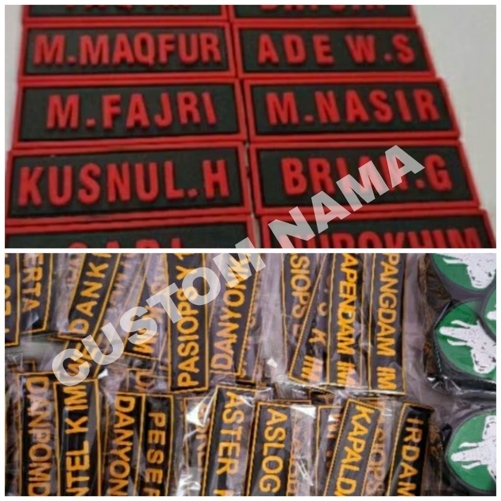 Custom Patch Rubber Nama sendiri patch rubber karet Nama