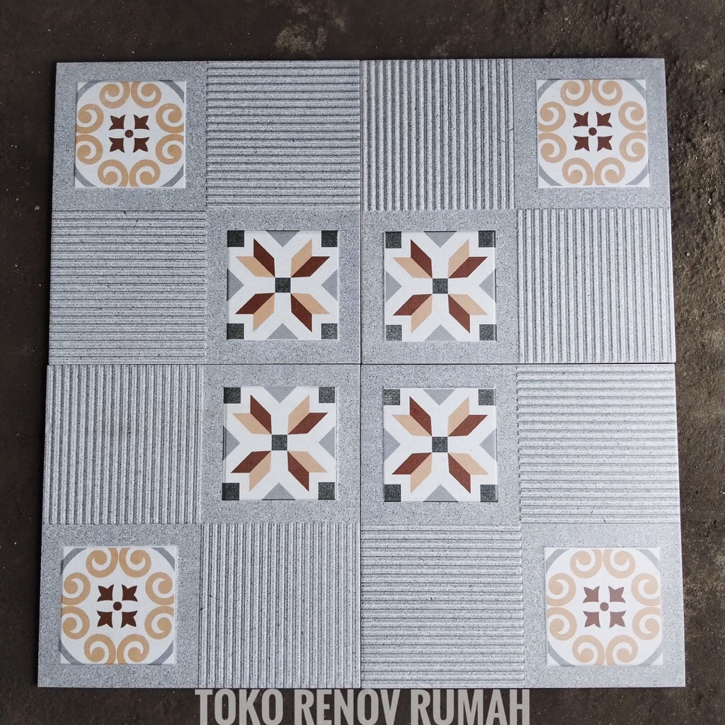keramik 40x40 abu motif (kasar/ keramik lantai kasar/ keramikmotif batik/  keramik teras/ keramik ga