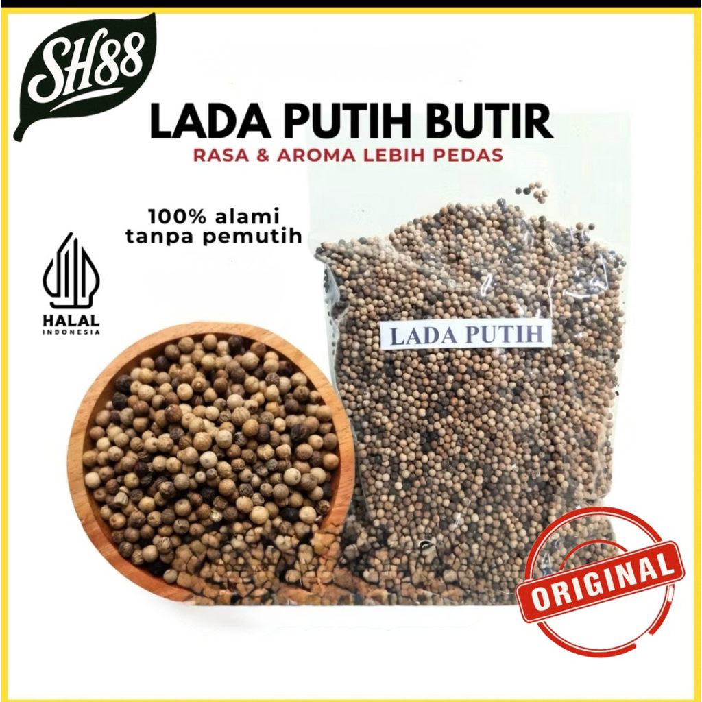 

MERICA BUTIR LADA PUTIH BUTIR HALAL MERICA LADA ALAMI TANPA PEMUTIH 100 GRAM RASA AROMA LEBIH PEDAS