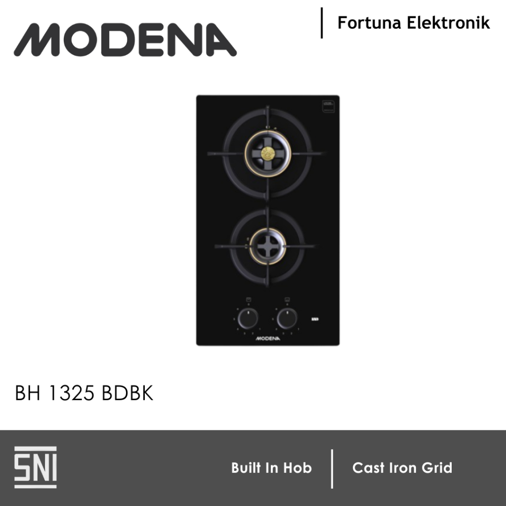 Modena Built in Hob BH 1325 BDBK Kompor Tanam Kaca 2 Tungku
