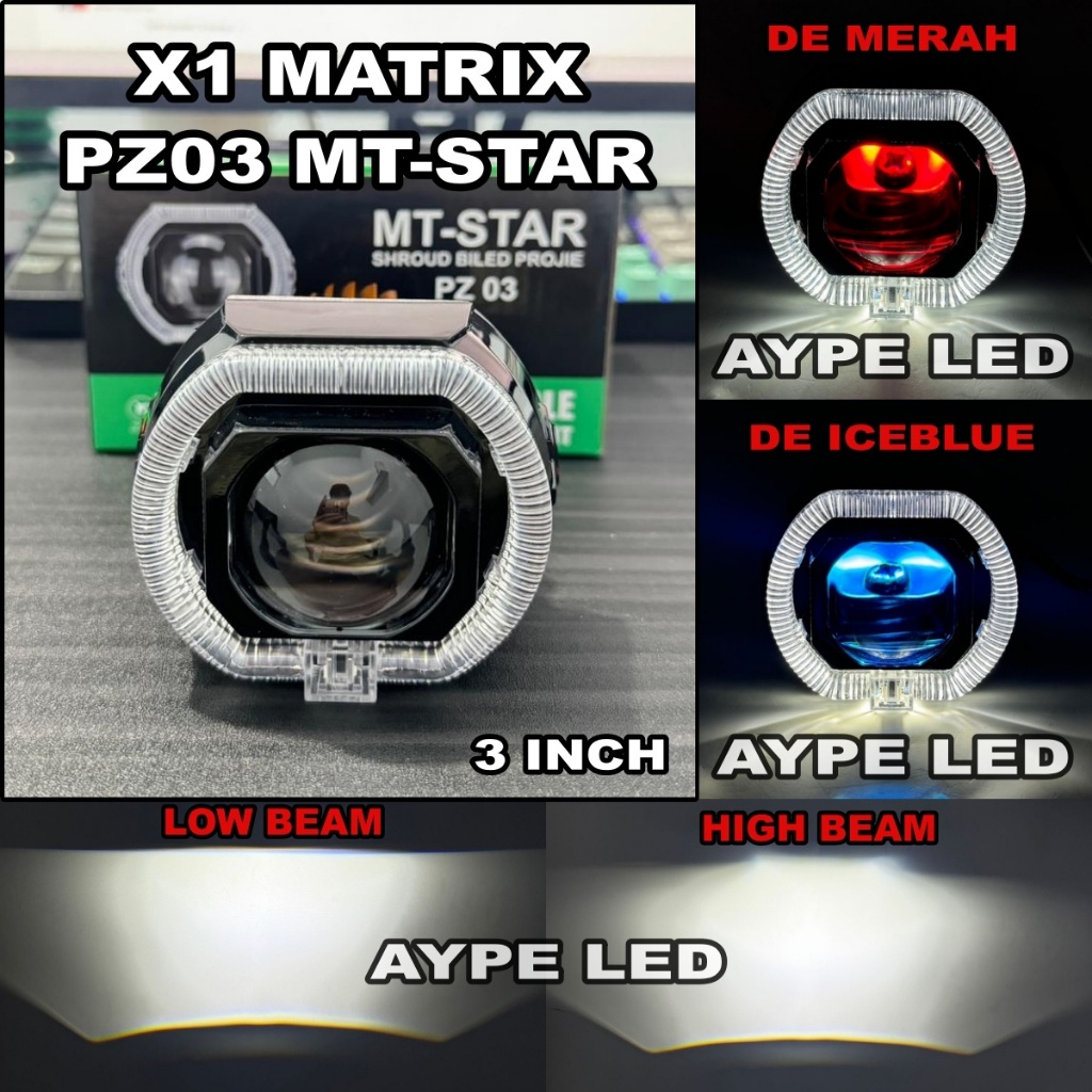 MT-STAR Biled Matrix X1 PZ03 Black Series 3 inch Ring Demon Eyes Lengkap Pnp Motor Universal