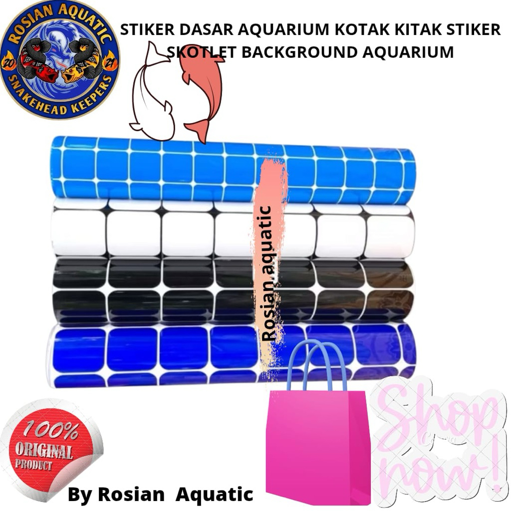 STIKER DASAR AKUARIUM KOTAK KOTAK STIKER SKOTLET BACKGROUND AQUARIUM