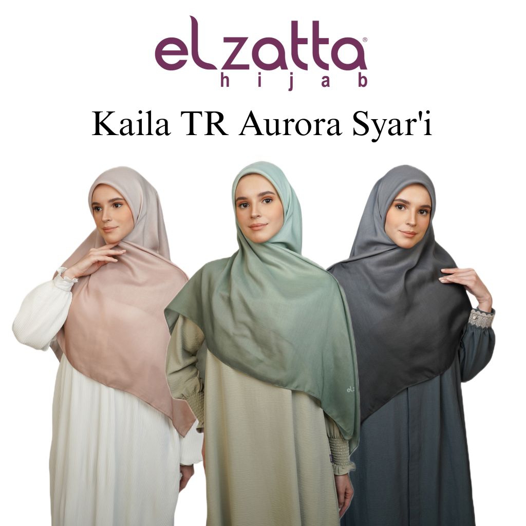 [Ukuran 140x140] Elzatta Hijab Jilbab Segi Empat Scarf Voal Kaila TR Aurora Syar'i Hijab Motif Terba