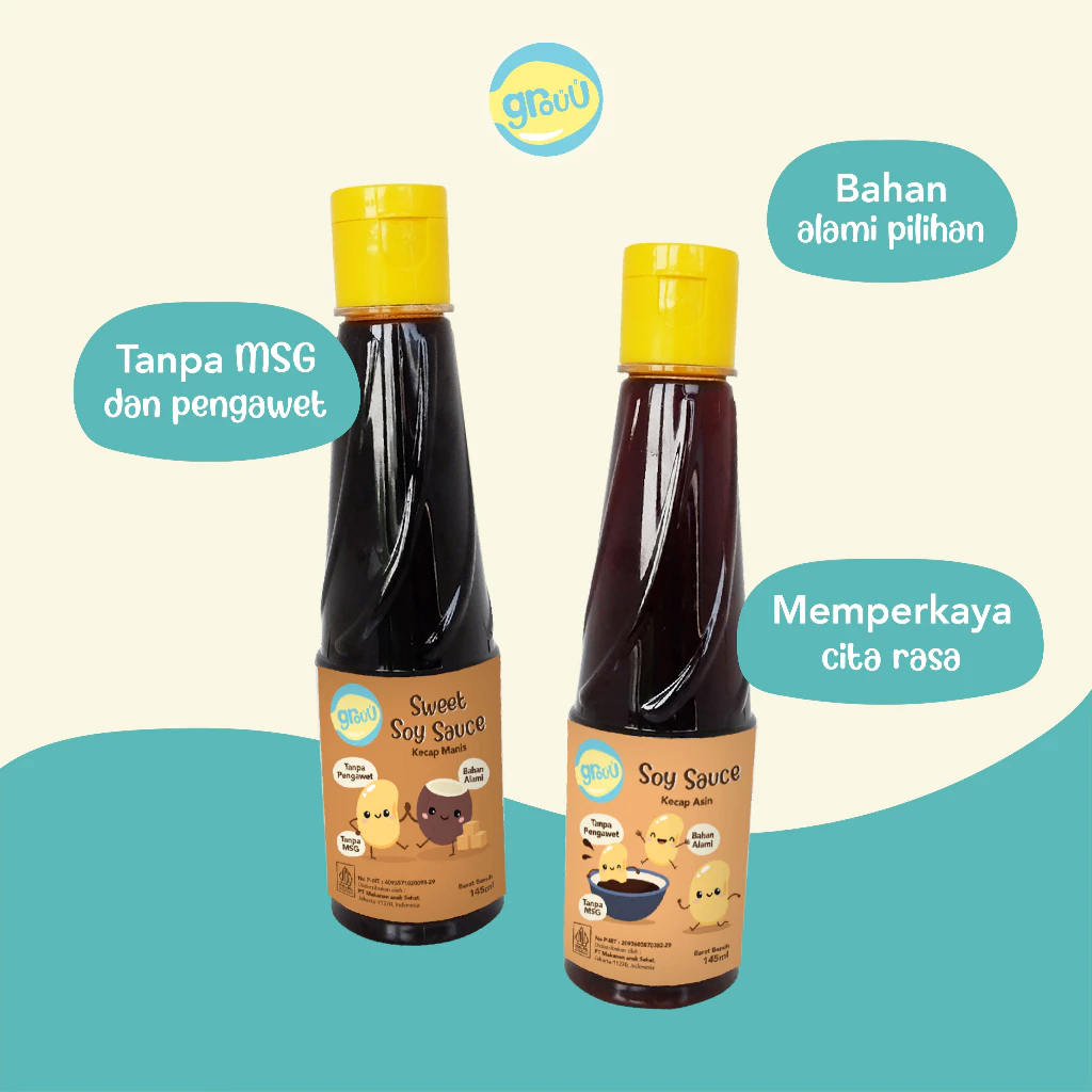 

Grouu - Cooking Sauces 145ml | Soy Sauce, Kecap MPASI Organik, Bumbu MPASI | No MSG
