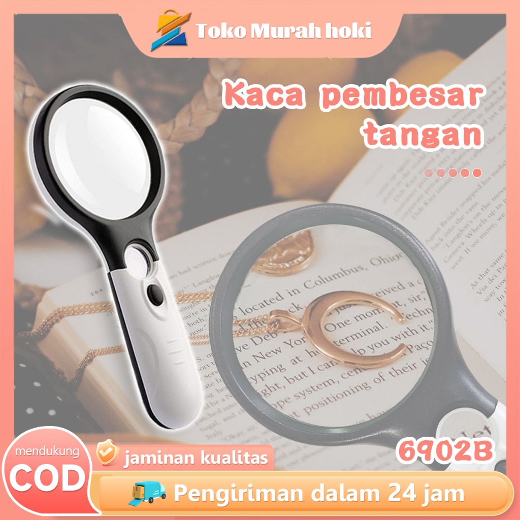 

Magnifier 2 In 1 Kaca Pembesar Lensa Ganda Dengan Lampu 3 LED Magnifying Glass Untuk Membaca